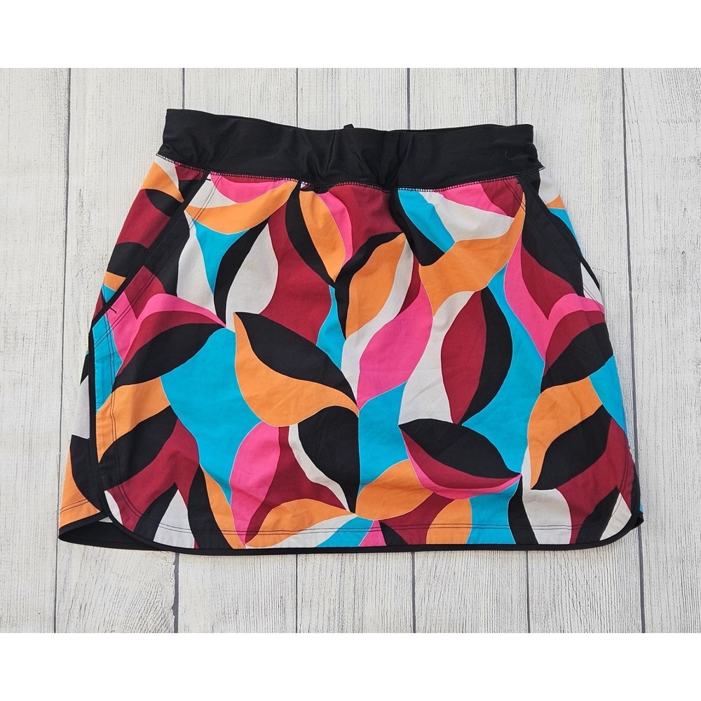 Lands End Swim Skort Womens 12 Multicolor Abstract Print Beach Summer